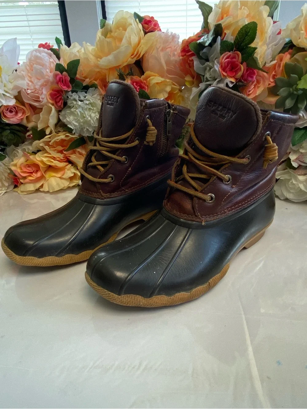 Sperry Saltwater Duck Boot Brown Leather Waterproof Women’s Size 8M